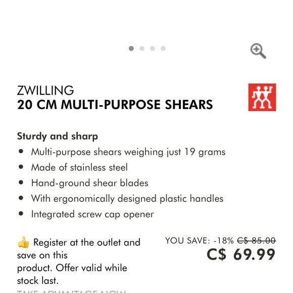 nib zwilling henkels twin 8” scissors - Picture 3 of 3